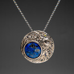 Genuine Lapis Lazuli Crescent Moon Pendant with 18" Sterling Silver Chain