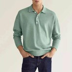 Long Sleeve Button Polo Shirt // Light Green (S)