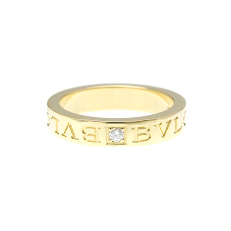 Bulgari // 18k Yellow Gold Double Logo Diamond Ring // Ring Size: 6 // Store Display
