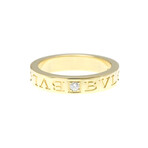 Bulgari // 18k Yellow Gold Double Logo Diamond Ring // Ring Size: 6 // Store Display