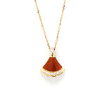 Bulgari // 18k Rose Gold Diva Dream Diamond + Carnelian Pendant Necklace // 16.33"-17.32" // Store Display