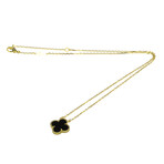 Van Cleef & Arpels // 18k Yellow Gold Vintage Alhambra Onyx Pendant Necklace // 14.56"-16.14" // Store Display