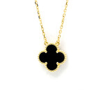 Van Cleef & Arpels // 18k Yellow Gold Vintage Alhambra Onyx Pendant Necklace // 14.56"-16.14" // Store Display