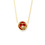 Dior // 18k Yellow Gold Rose Des Vents Heart Carnelian + Diamond Pendant Necklace // 14.96"-16.53" // Store Display