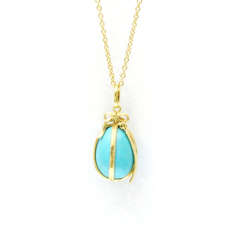 Tiffany & Co. // 18k Yellow Gold Jean Schlumberger Turquoise Egg Pendant Necklace // 18.11" // Store Display