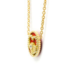 Dior // 18k Yellow Gold Rose Des Vents Heart Carnelian + Diamond Pendant Necklace // 14.96"-16.53" // Store Display