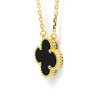 Van Cleef & Arpels // 18k Yellow Gold Vintage Alhambra Onyx Pendant Necklace // 14.56"-16.14" // Store Display