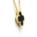 Van Cleef & Arpels // 18k Yellow Gold Vintage Alhambra Onyx Pendant Necklace // 14.56"-16.14" // Store Display