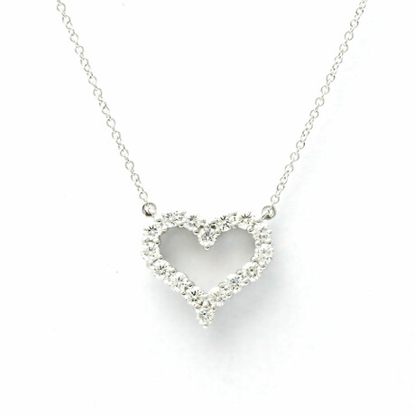Tiffany & Co. // Platinum Sentimental Heart Diamond Pendant Necklace // 16.53" // Store Display