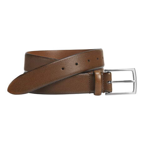 Diagonal Embossed Belt // Tan (32C)