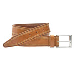 Triple Contrast Stitched Belt // Tan (32C)