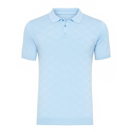 Quarter-Zip Ribbed-knit Light Weight Sweater Polo // Blue (S)