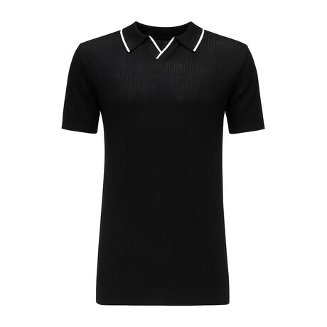Tipped Sweater Knit Polo // Black (S)