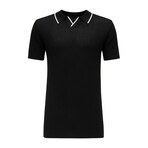Tipped Sweater Knit Polo // Black (L)