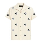 Geometric Embroidered Button-Up// Flax (S)