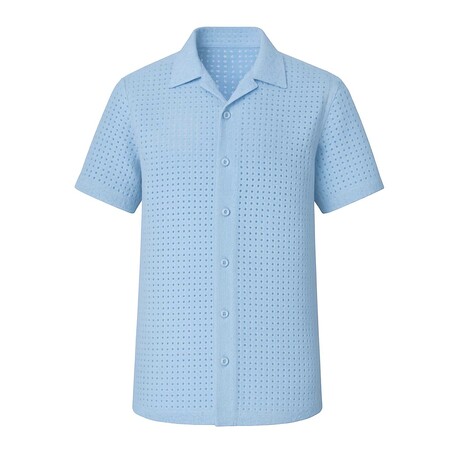 Textured Knit Button-Up // Blue (S)