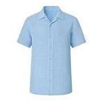 Textured Knit Button-Up // Blue (L)