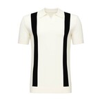 Striped Sweater Knit Polo // Cream (XL)