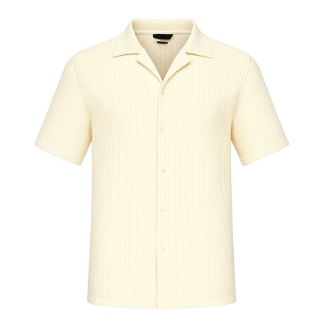 Striped Knit Button-Up // Cream (S)