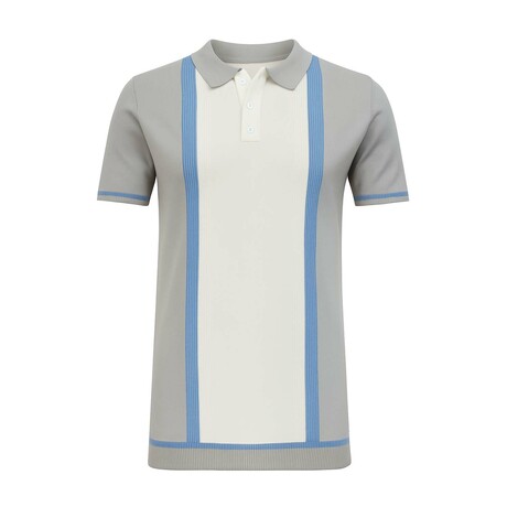 Color Block Sweater Knit Polo // Grey (S)