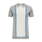 Color Block Sweater Knit Polo // Grey (S)