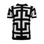 Geometric Pattern Knit Polo // Black (S)