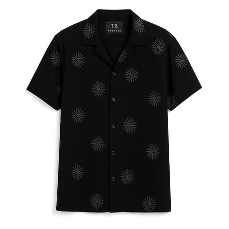 Floral Embroidered Button-Up // Black (S)