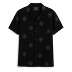 Floral Embroidered Button-Up // Black (S)