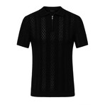 Quarter Zip Sweater Knit Polo // Black (2XL)