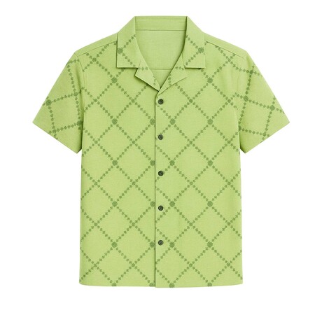 Floral Diamond Embroidered Button-Up // Celedon (S)