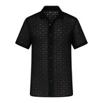 Textured Knit Button-Up // Black (S)