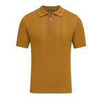 Quarter Zip Sweater Knit Polo // Camel (XL)