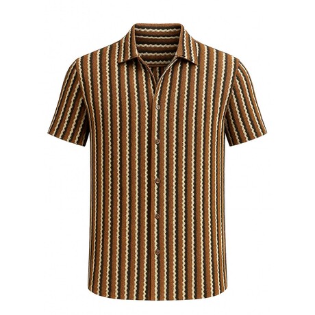 Striped Knit Button-Up // Camel (S)