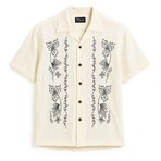 Boxy Fit Leaves Eyelet Embroidered Button-Up // Flax (L)