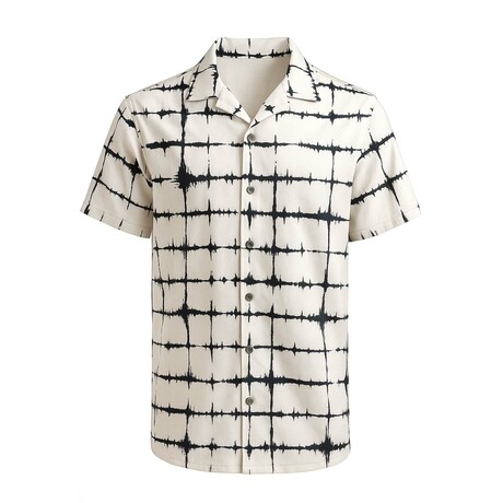 Printed Button-Up // White + Black (S)
