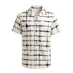 Printed Button-Up // White + Black (XL)