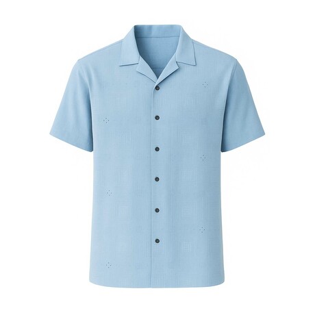 Boxy Fit Floral Eyelet Embroidered Button-Up // Breeze Blue (S)