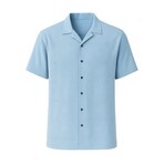 Boxy Fit Floral Eyelet Embroidered Button-Up // Breeze Blue (S)