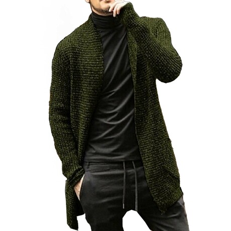Open-Front Knit Cardigan // Green (XS)