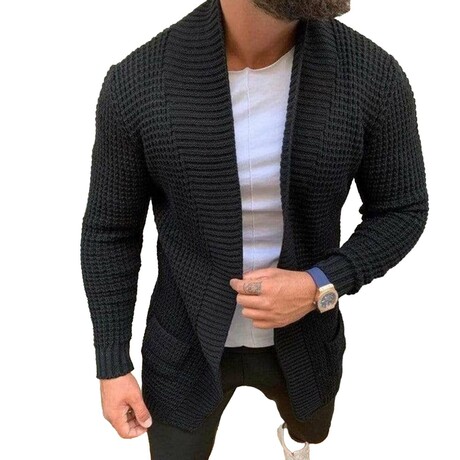 Shawl Collar Knit Cardigan  // Black (XS)