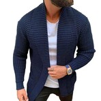 Shawl Collar Knit Cardigan // Blue (L)