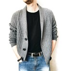 Shawl Collar Button-Up Cardigan // Grey (2XL)