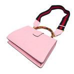 Gucci // Leather + Bamboo Handle Handbag // Rose + Navy + Red // Pre-Owned