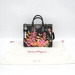 Ferragamo // Nylon + Leather Gancini Bag // Beige + Black + Rose // Pre-Owned