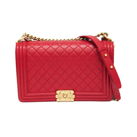 Chanel // Boy Chanel Leather Chain Bag // Red // Pre-Owned
