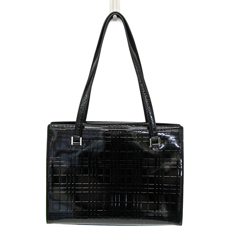 Burberry // Patent Leather Nova Check Bag // Black // Pre-Owned