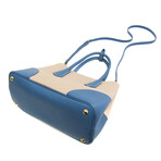 Prada // Saffiano Leather + Canvas Two-Way Bag // Beige + Blue // Pre-Owned