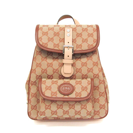 Gucci // GG Canvas + Leather Kids Backpack // Beige + Brown // Pre-Owned