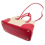 Prada // Saffiano Leather + Canvas Classic Two-Way Bag // Beige + Fuoco // Pre-Owned