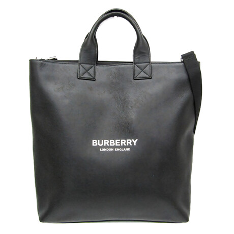 Burberry // Leather Check Tote // Black // Pre-Owned
